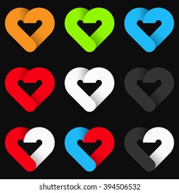Vector origami hearts