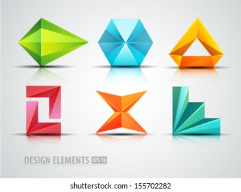 Vector origami icons. Design elements. Diamond. Abstract logo icons