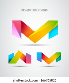 Vector origami icons  Design elements  Abstract logo icons
