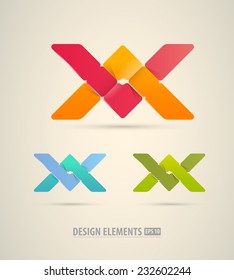Vector origami icons. Design logotype elements. Abstract logo icons. Letter x