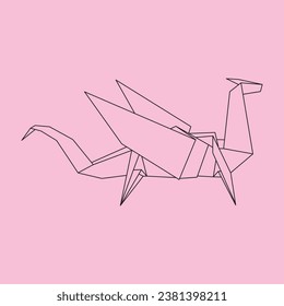 Vector origami illustration of a dragon