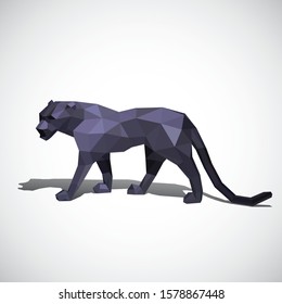 Vector origami isolated animal. Cute triangle panther.