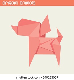 Vector origami isolated animal. Cute triangle little Dog