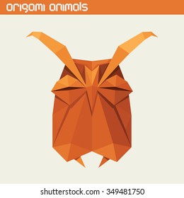 Vector origami isolated animal. Cute triangle Owl