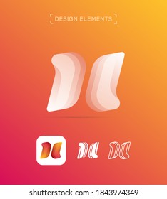 Plantilla de diseño del logotipo H de la letra abstracta itálica del origami vectorial. Sinergia. Icono de aplicación