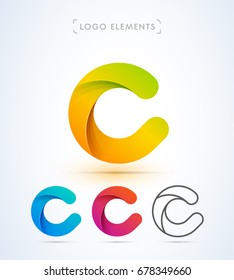 Vector origami letter C logo. Material design