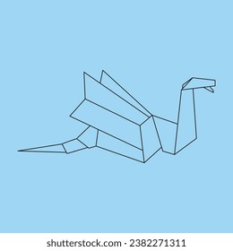 Vector origami line illustrations of a sea dragon