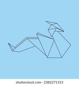 Vector origami line illustrations of a sea dragon