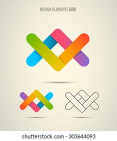 Vector origami logo icons. Design elements. Abstract icons. Letter x. Crop symbol