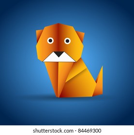 vector origami lonely dog