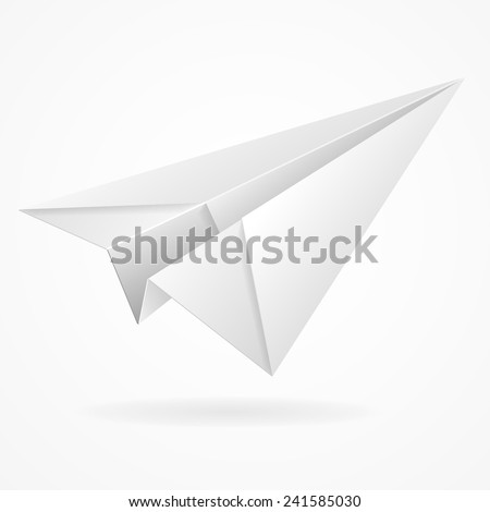 Vector origami paper airplane on white background isolated