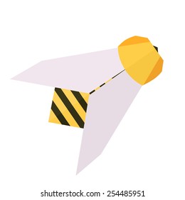 Vector origami paper bee on a white background