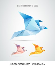 Vector origami paper bird Logo. Abstract bird icons isolated on white