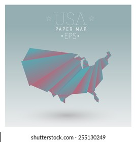 vector origami paper cut united states map