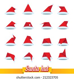 vector origami paper Santa hat flat icon. vector illustration