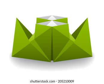 vector origami paper steam boat