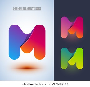 Vector origami paper style letter M logo design