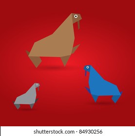 Vector origami sea lion