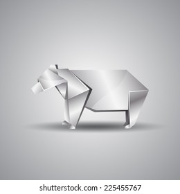 vector origami silver bear