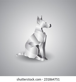 vector origami silver dog. Great Dane
