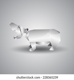 vector origami silver hippo