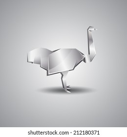 vector origami silver ostrich