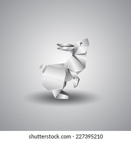 vector origami silver rabbit