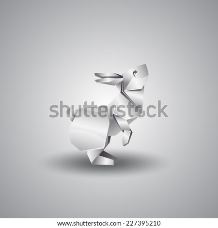 vector origami silver rabbit