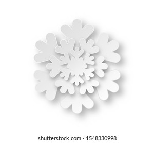 Vector origami Snowflake. Paper Snowflake isolated. Christmas paper cut snowflake with shadow.