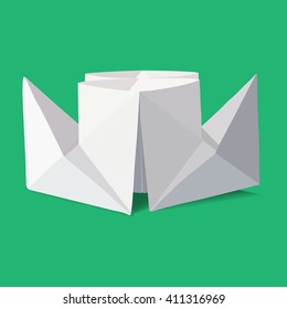 Vector origami steamship, steamboat.