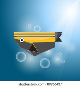 Vector origami stripe fish