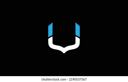 Vector origami twisted letter UV, VU,  U, V logo design template.