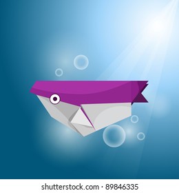 Vector origami two colors fish