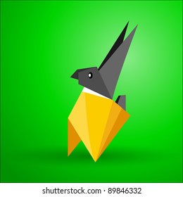 Vector origami two colors rabbit