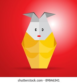 Vector origami two colors rabbit