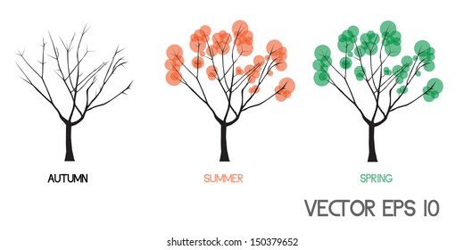 vector original abstract tree in four seasons 
