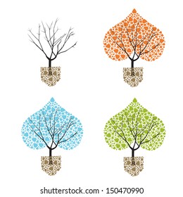 vector original abstract tree in four seasons 