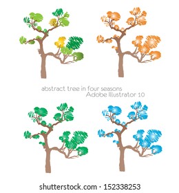 vector original abstract tree in four seasons