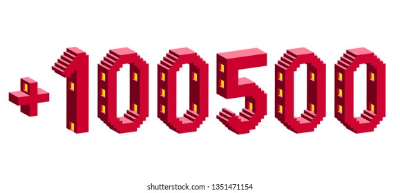 Vector original architectural house figure made from number  plus one hundred five hundred