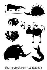 Vector original art animal silhouettes collection for design