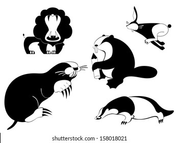 Vector original art animal silhouettes collection for design 
