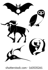 Vector original art animal silhouettes collection for design 