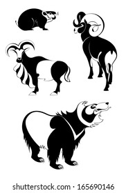 Vector original art animal silhouettes collection for design 