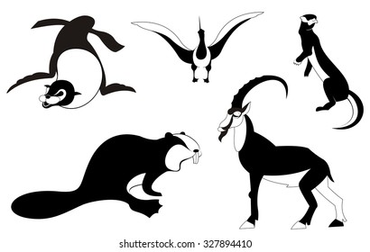 Vector original art animal silhouettes collection for design 