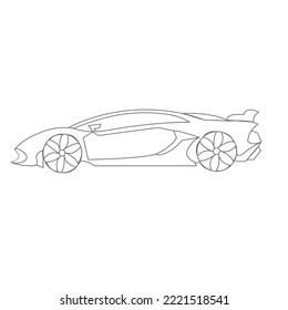 Vector original classic car illustration coloring book page for adult drawing. Line art on paper, outlines vehicle. Graphic element. Wheel. Black contour sketch illustrate Isolated on white background
