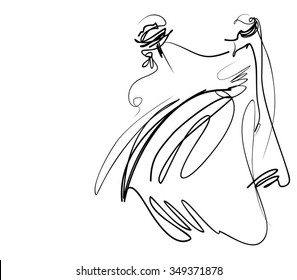 VECTOR 
   original hand-drawn graphics with beautiful young   girl model for design. Fashion, style, youth,   beauty,  . Graphic, sketch drawing. Sexy woman., bride, clothes, dress.
