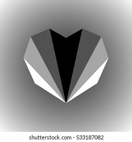 Vector. The original heart icon in geometric style. Love symbol on a white background. Valentine's Day sign, emblem. Flat style for graphic and web design, logo, concept illustration