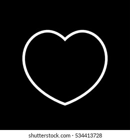Vector. The original heart icon in geometric style. Love symbol on a black background. Valentine's Day sign, emblem. Flat style for graphic and web design, logo, concept illustration
