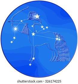 vector original image zodiac signs Sagittarius, Archer