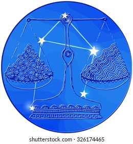 vector original image zodiac signs scales, Libra